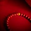 Pulsera de Perlas Finas de Arena Roja Cinabrio para el Año de Nacimiento, Combinada con Ámbar de Cera de Abejas, Pulsera Simple de un Solo Círculo para Hombres y Mujeres
