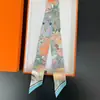 Bufanda de corbata estampada delgada de nuevo estilo para mujer, bufanda larga estrecha de seda estilo coreano para combinar con camisas, accesorio envolvente de moda
