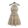 Vestido Regata Estampado Digital Floral para Comércio Exterior Transfronteiriço 2026, Vestido Regata Floral com Cintura Marcada Emagrecedor