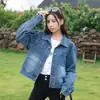 Chaqueta de mezclilla azul estilo Hong Kong para mujer petite nueva versión coreana holgada versátil casual top de algodón