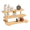 Prateleira de Armazenamento de Mesa de Madeira Suporte para Copo de Água Prateleira de Armazenamento de 3 Camadas Display de Escada para Casa Display Rack Base de Madeira para Banheiro