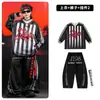 Ropa de Calle de Hip Hop de Moda para Niños Conjunto de Disfraz de Baile Rayado Negro para Niños Hip Hop Chicas Atuendo de Presentación Genial y Atractivo Masculino