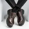 39-44 Primavera y Otoño Nuevos Zapatos de Cuero para Hombre Dedo Gordo Suela Gruesa Estilo Coreano Slip-On Boda Novio Casual Formal Británico