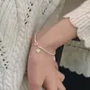 Pulsera de Corazón Brillante de Plata de Ley S925 para Mujer, Dulce Estilo Coreano Ins Versátil Estilo de Nicho Joyería de Alta Gama