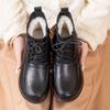 Sapatos Populares de Algodão Forrados com Pelo para Mulheres, Sapatos de Couro de Vaca de Primeira Camada com Solado Macio para Mulheres de Meia-Idade e Idosas, Sapatos Quentes e Antiderrapantes para Mães