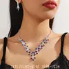 Suprimento Transfronteiriço, Mais Vendido na Europa e América, Conjunto de Duas Peças de Colar com Diamantes Vermelho, Azul e Branco, Conjunto de Joias de Colar e Brincos Totalmente Cravejado da Moda