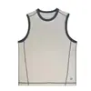 Chaleco sin mangas de borde contrastante de verano para hombre, estilo básico, capa interior, capa exterior, top casual deportivo de cuello redondo 11732