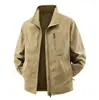 Chaqueta de Trabajo para Hombre de Primavera y Otoño, Abrigo Casual con Cuello de Solapa, Top Delgado con Múltiples Bolsillos Resistente al Viento para Exteriores