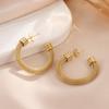 Brincos de Aço Inoxidável com Design Geométrico em Forma de U, Moda Europeia e Americana, Personalizáveis, Versáteis, Banheados a Ouro Real 18K em Aço Titânio para Mulheres