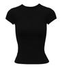 Verano nuevo 230G cintura hombro damas camiseta manga corta American chica hot adelgazante color sólido básico Joker corto t