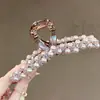 Presilha de Cabelo Grande de Pérola e Cristal Dongdaemun Coreana para Coques, Acessório de Cabelo Moderno de Luxo para Mulheres