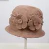 Sombrero de Madre de Ala Ancha a Prueba de Frío para Otoño e Invierno, Versátil y Cálido, Decoración de Girasol de Flor de Cuatro Hojas para Personas de Mediana Edad y Mayores