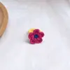 Anillo de Flor Tejido de Lana Hecho a Mano Transfronterizo de Amazon Anillo Lindo Corazón de Chica de Primavera Accesorios Versátiles de Color Contrastante