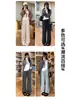 Pantalones Mochi Yamamoto Grises con Lazo Talla Grande para Mujer, Delgados de Primavera y Verano, Caída Suelta, Pierna Recta, Casual Perezoso, Pierna Ancha
