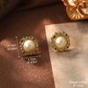Pendientes estilo palacio vintage con flor, perla y circonitas, broche francés de moda, alfileres de colores.
