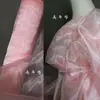 Cor Café Dourado Fio de Cristal Casamento Malha Brilhante à Água Organza de Alta Densidade Rígida Tecido de Designer para Roupas Han Feito à Mão
