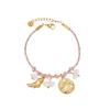 Pulsera trenzada colorida de acero inoxidable y oro de 18 quilates para niñas, estilo Ins, no se decolora, lujo ligero, sensación de alta gama, joyería de moda popular europea y americana