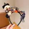 Tocado de Halloween Sombrero Mágico de Bruja Diadema Decoración de Maquillaje Diadema de Encaje Horquilla de Calabaza Accesorio para el Cabello de Fantasma