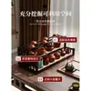 Prateleira de Exibição Antiga para Desktop Suporte para Xícara de Chá Prateleira de Armazenamento Sala de Chá Madeira Maciça Estilo Chinês Mesa de Chá Armário de Chá Prateleira de Exibição em Camadas Rack de Armazenamento para Enfeites