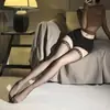 Medias sexys de encaje con liguero, lencería de una pieza, medias negras y blancas, pantimedias para la noche sin quitar, medias largas