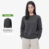 Moletom Feminino Preto de Alta Qualidade Gola Redonda Ombro Caído Lã Solto Cobre Imperfeições Manga Longa Lã Macia Leve Básico Camada Base Simples