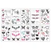 Novos Adesivos de Tatuagem Pretos Estilo Y2K da Amazon Adesivos de Tatuagem Temporária Cor-de-Rosa em Formato de Coração com Laço Estilo Punk