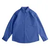 Camisa Klein azul de manga larga para hombre, moderna para primavera y otoño, elegante y casual, algodón puro, corte holgado, chaqueta ligera