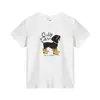 Camiseta Blanca de Manga Corta con Cuello Redondo para Mujer, Nuevo Estilo de Verano, Estampado de Cachorro de Dibujos Animados Americanos, Top Versátil de Algodón Puro para Mujer