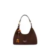 Bolsa de mão de camurça moderna em formato de meia-lua para mulheres, nova bolsa de ombro transfronteiriça 2026 na moda, bolsa crossbody retrô estilosa de nicho