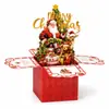 Tarjeta de felicitación transfronteriza con un toque de alta gama, Tarjeta caja pop-up 3D de Santa Claus y renos, Regalo para fiesta de Navidad