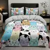 Ropa de cama Amazon transfronteriza de tres piezas impresión digital 3D animal gato perro sábana funda de edredón venta al por mayor de fábrica