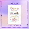 Calcomanías de Pastel de Cumpleaños de Dibujos Animados con Brillo para Caras Lindas de Niños, Calcomanías para Brazos, Pintadas Impermeables, Larga Duración, Frescas y Simples