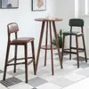 Mesa de Bar Doméstica Mesa Redonda Pequena Cadeira Simples para Varanda Café Banqueta Alta Combinação Pernas de Madeira Maciça Nórdico Loja de Chá com Leite