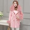 Leche de Papaya Invierno Nueva Llegada Estilo Coreano Elegante Moderno Adelgazante Cuello Grande de Lana Algodón Doble Botonadura Abrigo de Lana Tendencia Mujeres