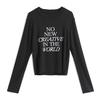 [copia cercana espalda para hacer línea Ming, camiseta de manga larga de cintura alta con letras] suave y cómoda casual delgada capa base otoño