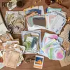 Paquete de Materiales de la Serie Colección de Notas Adhesivas Momo: Papel de Fondo para Collage DIY de Diario Retro, 100 Hojas, 6 Diseños