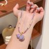 Colar Original Moda Exquisito Cor Gotejamento Óleo Turquesa Íris Cabacinha Leve Luxo Nicho Elegante Corrente Longa de Lã