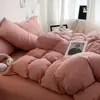 Conjunto de quatro peças em algodão lavado grau A para maternidade e bebês, conjunto de três peças liso para estudantes, estilo lençol de cama, roupa de cama personalizada para pousadas