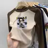 Camiseta de manga larga cálida con bloques de color, cuello redondo, para niños de tamaño mediano a grande, Otoño/Invierno 2026, top básico versátil casual para niñas