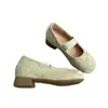 Sapatos Mary Jane Retro de Camurça Femininos 2026 Outono Novo Elástico Estilo Suave Temperamento Elegante Combinando com Saias Sapatos de Festa