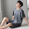 Pijama de Modal para Hombre, Conjunto de Dos Piezas de Manga Corta y Pantalón Largo de Verano, Nuevo Estilo Delgado 2025, Se Puede Usar Afuera, Ropa de Casa para Hombre