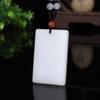Jade Blanco Sebo de Xinjiang Natural Jade Seda Dorada Marca Ping An Colgante No Importa Collar de Jade para Hombre Colgante de Jade para Mujer Marca de Jade