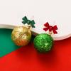 Brincos de Natal 2023 Novos Brincos Criativos Laço Bola Pó de Glitter Assimétricos Brincos Fornecimento Transfronteiriço