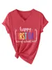 Feliz primera llegada en stock camiseta versátil de mujer europea y americana con estampado de letras Amazon comercio exterior transfronterizo holgada de manga corta con cuello en V