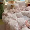 Juego de ropa de cama de algodón puro de grado A para maternidad e infantil con hilo tipo nube para dormir sin ropa, juego de cuatro piezas de funda de edredón y sábana de cama de dibujos animados ultrasuave, juego de tres piezas para estudiantes