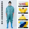 Traje de lluvia impermeable de una pieza para hombres y mujeres, traje completo, ropa para cavar raíces de loto, pantalones de lluvia, botas de lluvia, ropa con capucha para ir al mar, pantalones de tenedor de cuero