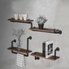 Estante de Pared Loft Vintage Industrial Tubo de Aire Sala de Estar Dormitorio Decoración del Hogar Hierro Madera Maciza para Colgar en la Pared