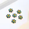 Fornecimento Direto da Fábrica Suporte de Flor com Gotejamento de Óleo em Ouro 18K Chapéu de Flor Cloisonné Esmalte Azul Queimado Pulseira Colar Espaçador com Contas C23