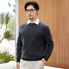 Suéter de Cachemira para Hombre 100% Cachemira Pura Otoño/Invierno Nuevo Cuello Redondo Pulóver Versátil Tejido Casual Cálido Suéter de Manga Larga