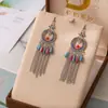 Pendientes de cadena de estilo nacional indio nuevos redondos de diamantes completos vintage barrocos pendientes creativos venta al por mayor